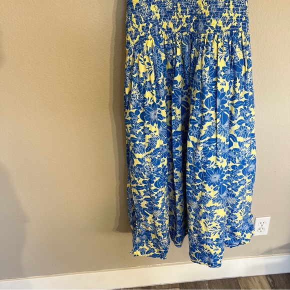 New J. Crew Collection tie shoulder smocked midi maxi dress floral cotton poplin - Picture 15 of 16